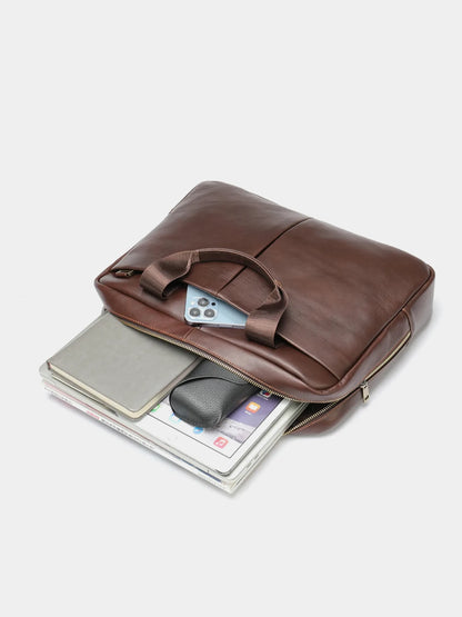 Schlanke Laptop-Aktentasche aus Leder P03