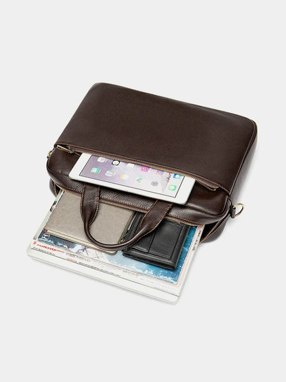Schlanke Laptop-Aktentasche aus Leder P04